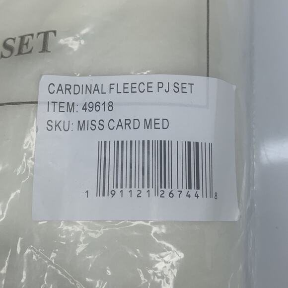 Cardinal Embroidered NWT Fleece Pajamas Set Cream Shirt and Blue Pants S… - Picture 7 of 7